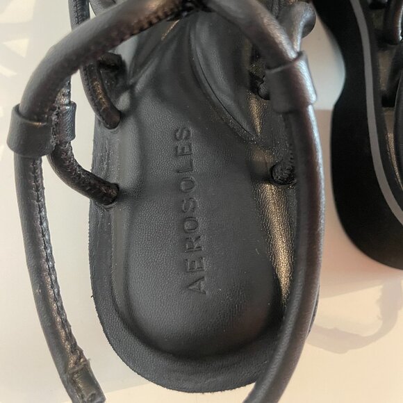 Aerosoles CHAYA Black Leather Platform Strappy Fisherman sandals Size 6 - New - Picture 7 of 7